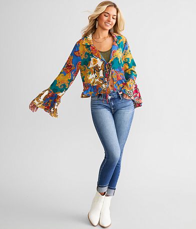 Willow &amp; Root Mixed Paisley Print Chiffon Blouse misc detail 2 view