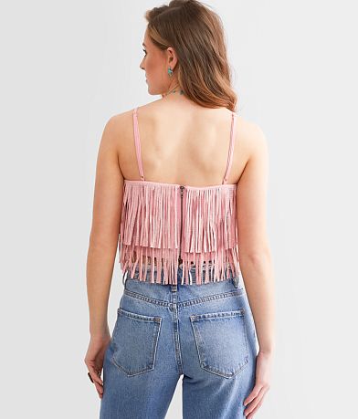 NYLON Apparel Rhinestone Fringe Tank Top BACK