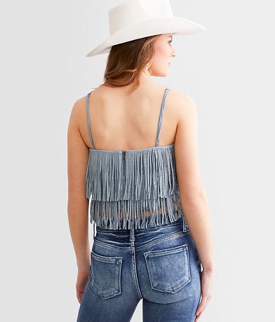 NYLON Apparel Rhinestone Fringe Tank Top BACK