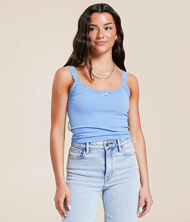 Freshwear Lace Trim Tank Top front view
