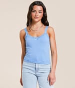Freshwear Lace Trim Tank Top - Women's Tank Tops in Baby Blue | Buckle