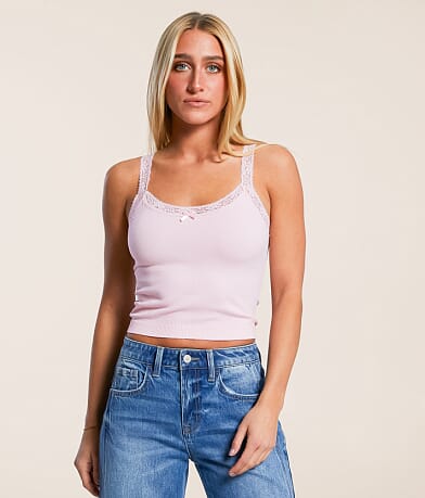 Freshwear Lace Trim Tank Top front view