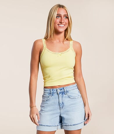 Freshwear Lace Trim Tank Top front view