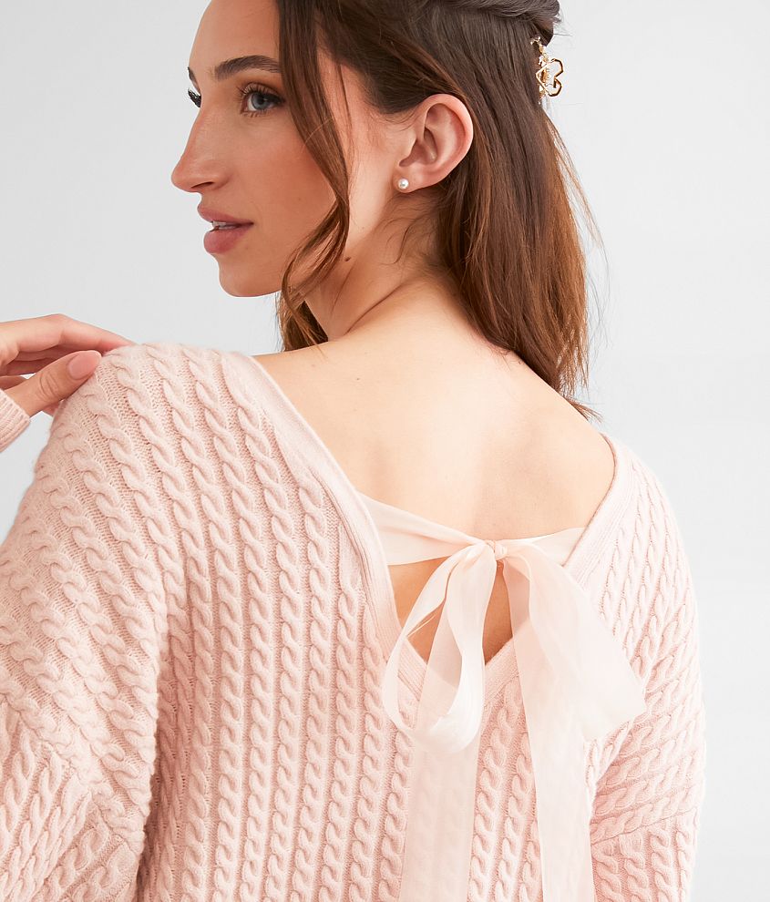 Cable Knit Back Tie Sweater