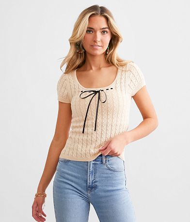 Willow & Root Textured Sweater Top front view