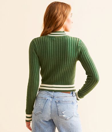 FITZ + EDDI FITZ &#43 EDDI Quarter Zip Cropped Varsity Sweater back view