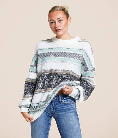 Gilded Intent Mixed Print Striped Sweater front view