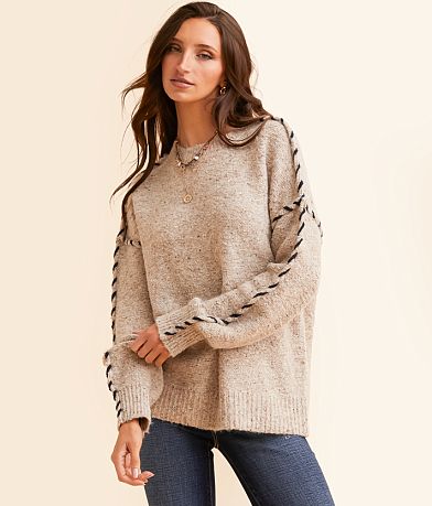 BKE Whipstitch Oversized Sweater front view