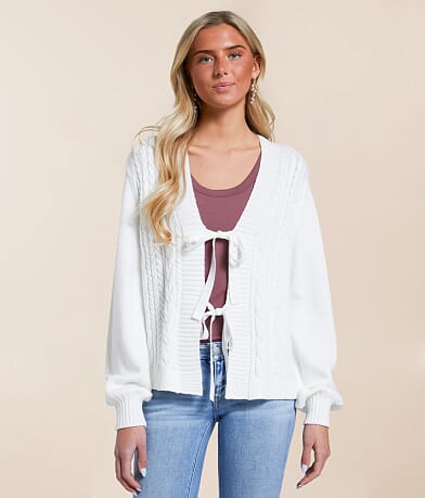 Willow & Root Front Tie Cardigan Sweater front view