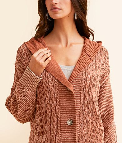 BKE Cable Knit Hooded Cardigan Sweater MISC_DETAIL_1