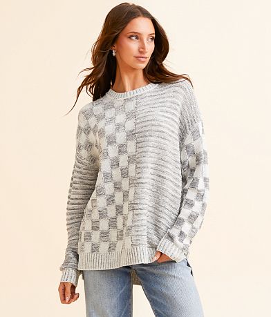 BKE Checkered Stripe Sweater front view