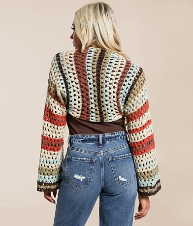 Gilded Intent Striped Bolero Cardigan Sweater BACK
