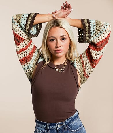 Gilded Intent Striped Bolero Cardigan Sweater MISC_DETAIL_1