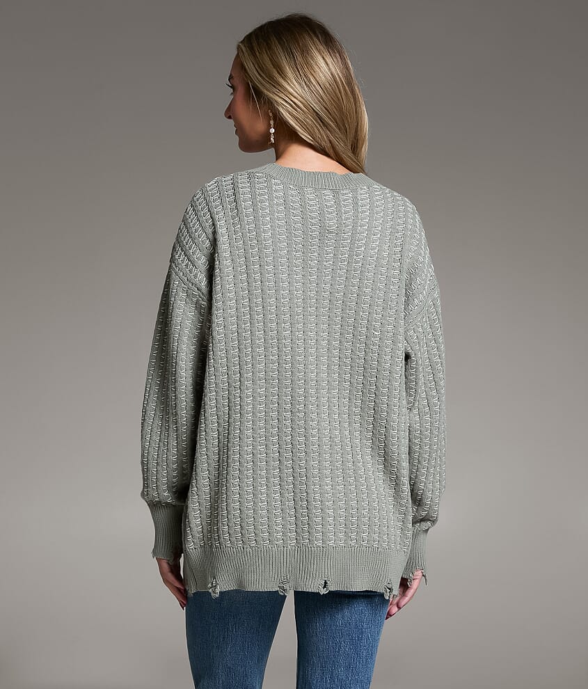 Contrast Stitch Cardigan Sweater