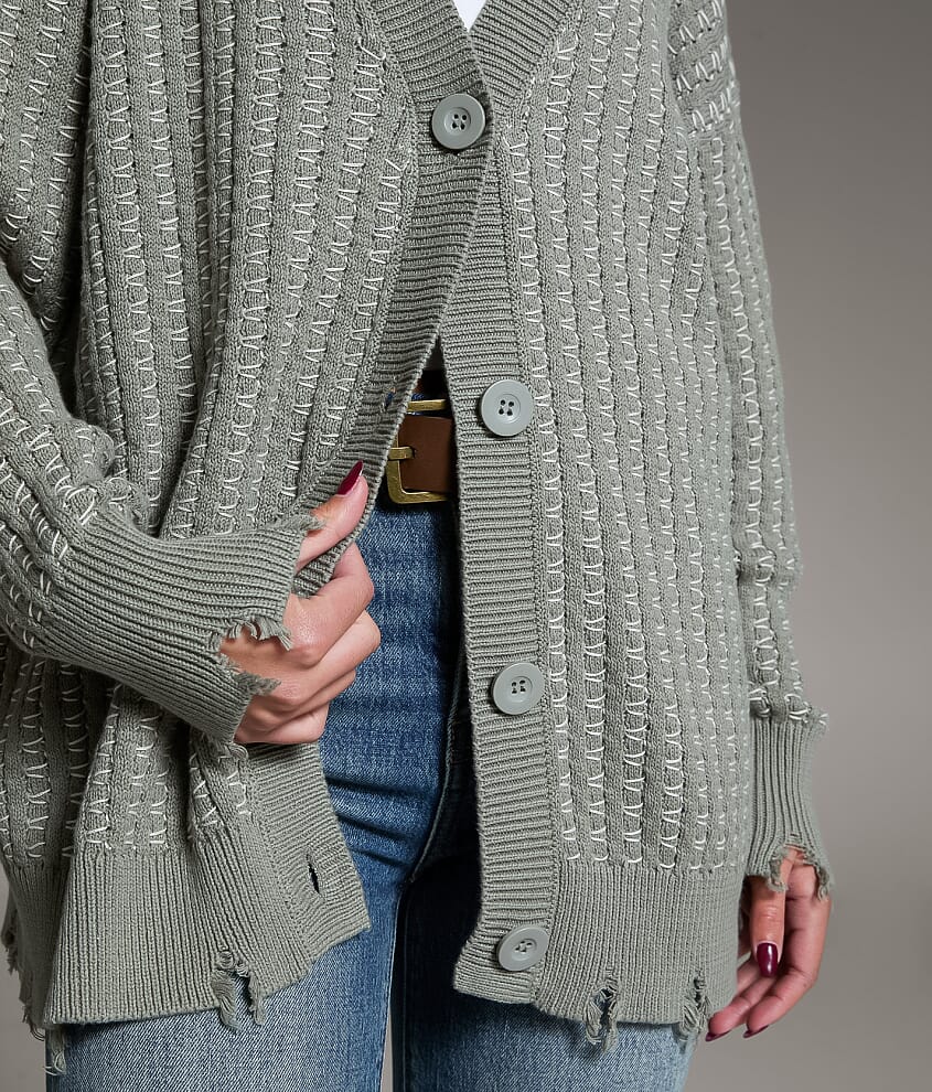 Contrast Stitch Cardigan Sweater