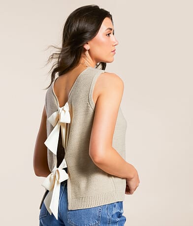 Willow & Root Back Tie Sweater Tank Top front view