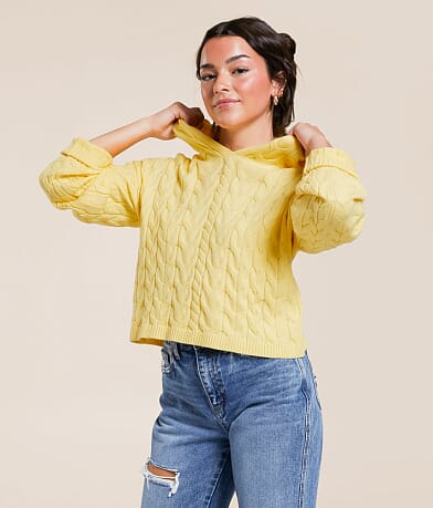 FITZ + EDDI Cable Knit Hooded Sweater front view
