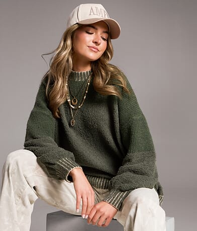 BKE Plush Knit Oversized Sweater front view