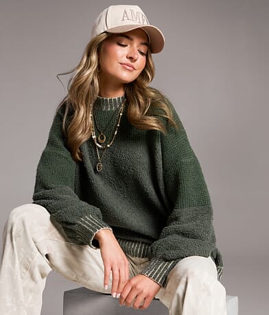 BKE Plush Knit Oversized Sweater front view