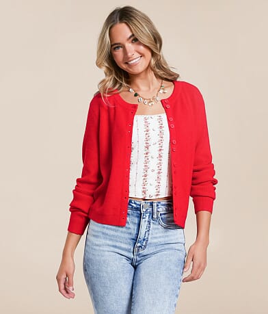 Willow & Root Ribbed Cardigan Sweater front view