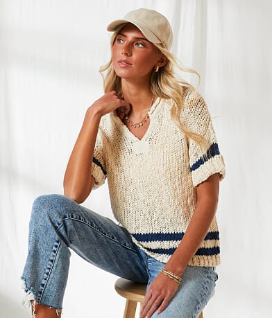 BKE Resort Striped Sweater front view
