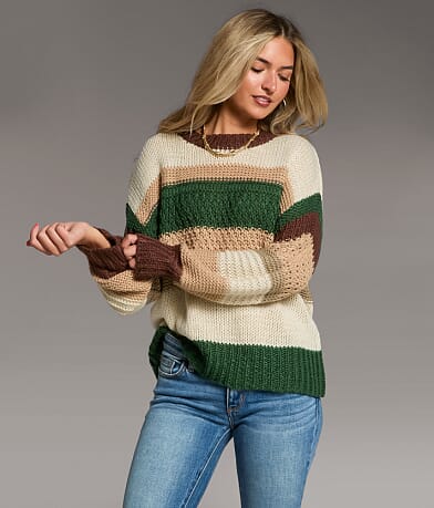 BKE Striped Sweater front view