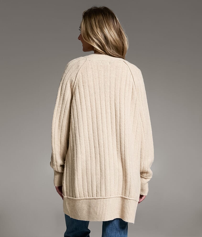 Wide Ribbed Cardigan Sweater