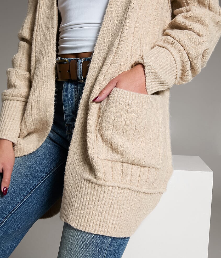 Wide Ribbed Cardigan Sweater