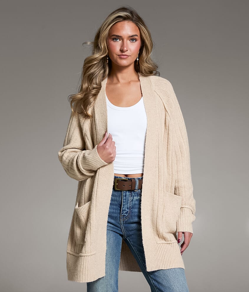 Wide Ribbed Cardigan Sweater