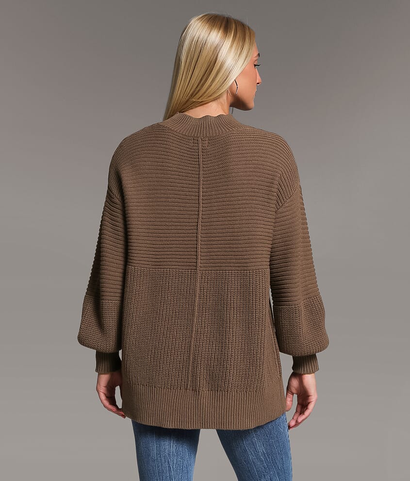 Mock Neck Ribbed Sweater