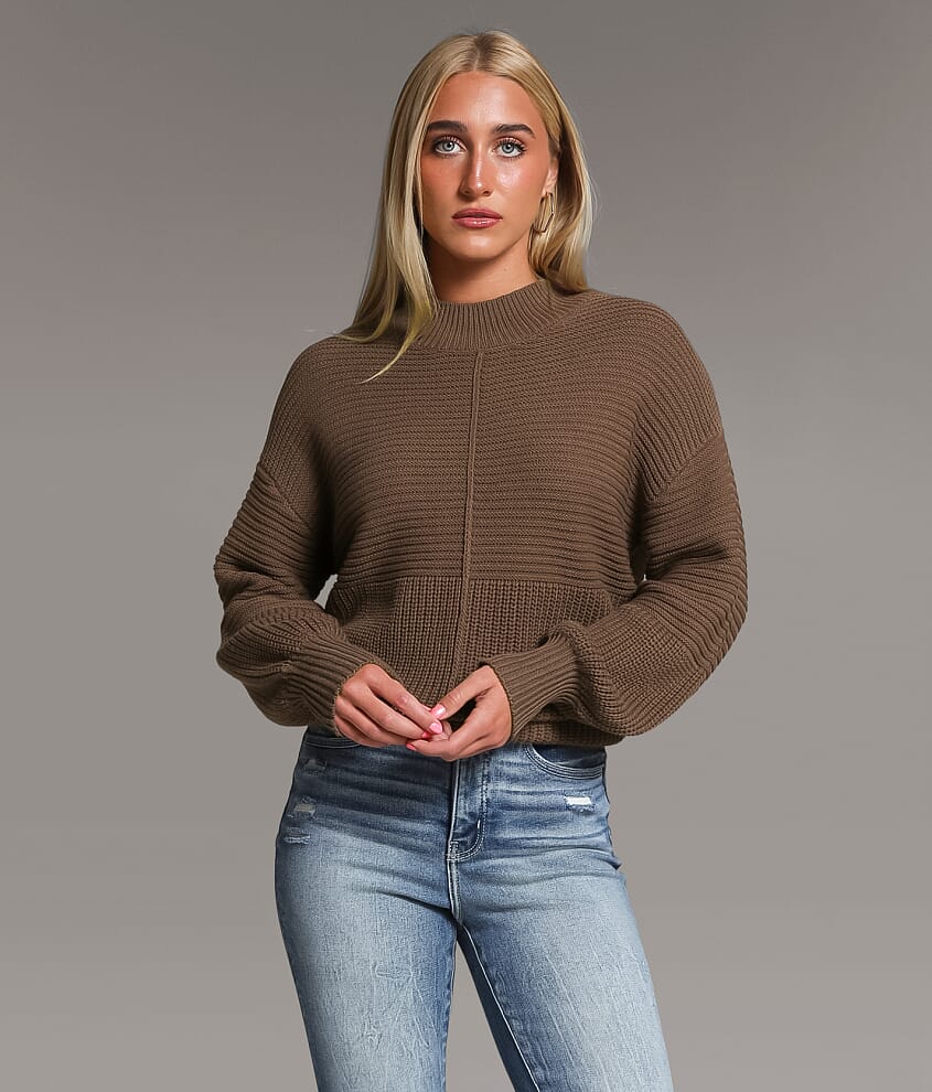 Mock Neck Ribbed Sweater