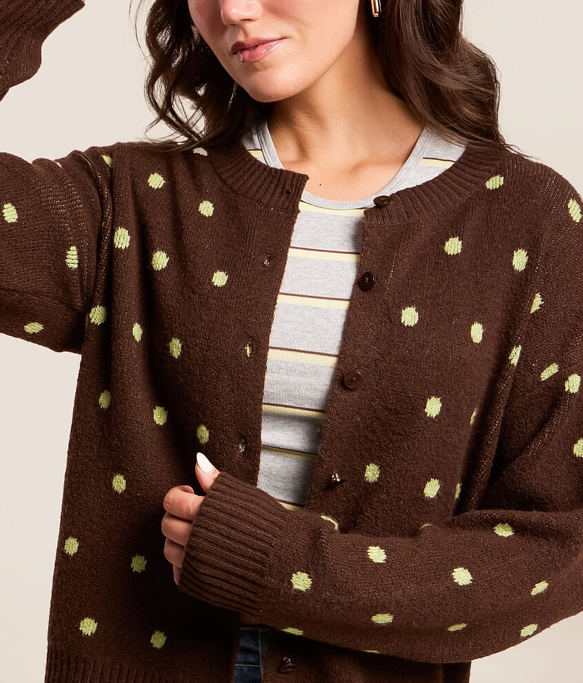 Brushed Polka Dot Cardigan Sweater - thumbnail 10