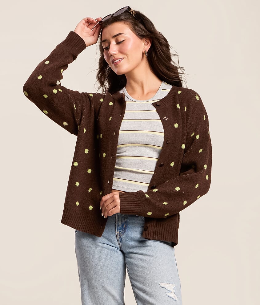 Brushed Polka Dot Cardigan Sweater - thumbnail 7