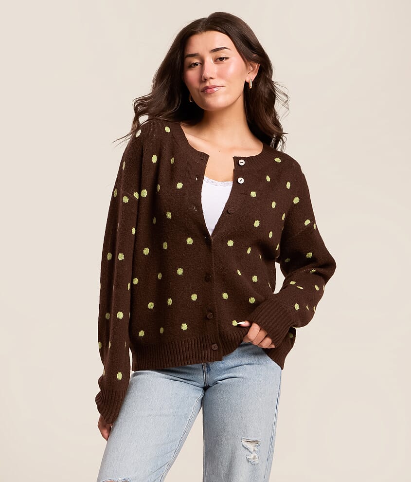 Brushed Polka Dot Cardigan Sweater