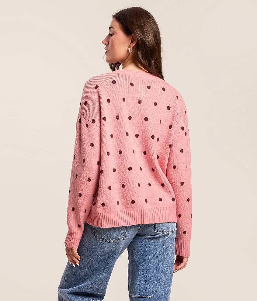 Brushed Polka Dot Cardigan Sweater - thumbnail 3