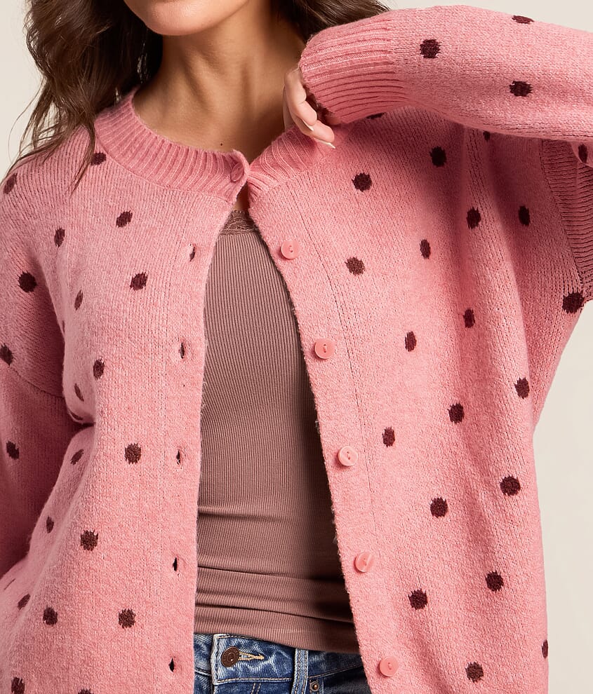 Brushed Polka Dot Cardigan Sweater - thumbnail 4