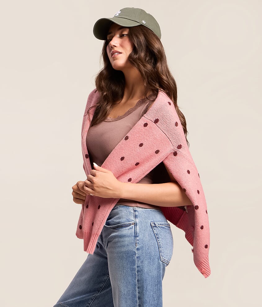 Brushed Polka Dot Cardigan Sweater - thumbnail 6