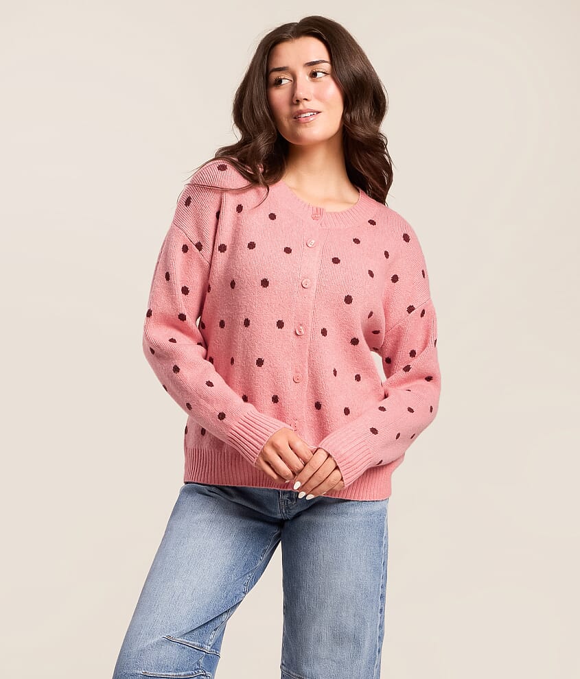 Brushed Polka Dot Cardigan Sweater