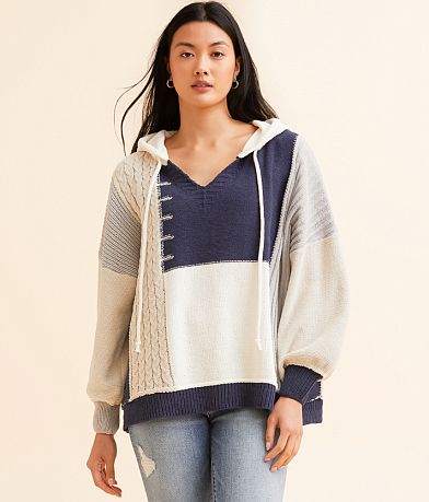 BKE Chenille Hooded Sweater front view