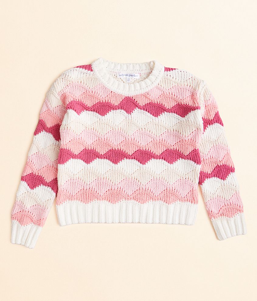 Girls - adyson parker Striped Chenille Sweater front view