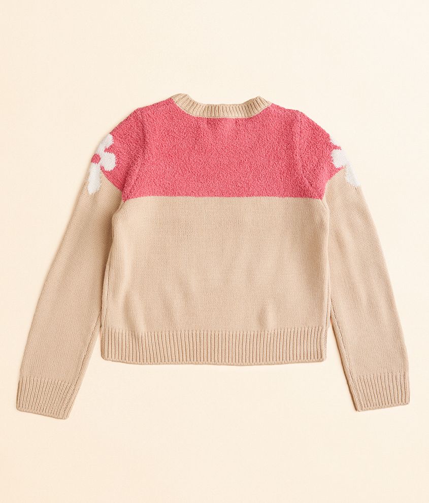 Girls - Flower Color Block Sweater