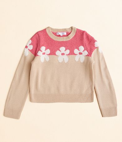 adyson parker Girls - Flower Color Block Sweater front view