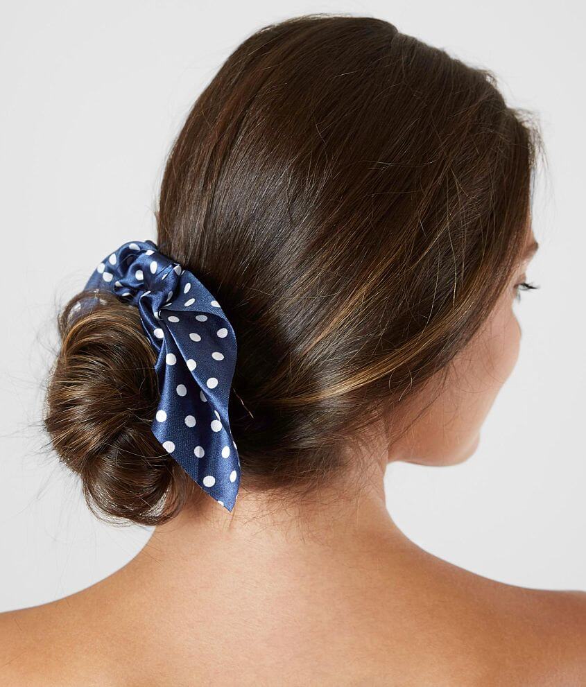 Hair Scrunchie Navy & White Dots
