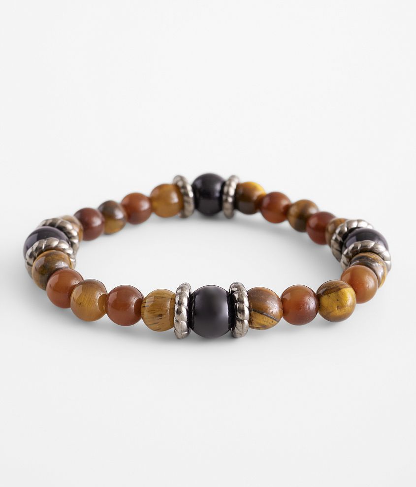 BKE Brown & Black Beaded Bracelet front view