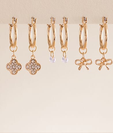 boutique by BKE 3 Pack Mini Hoop Earring Set front view