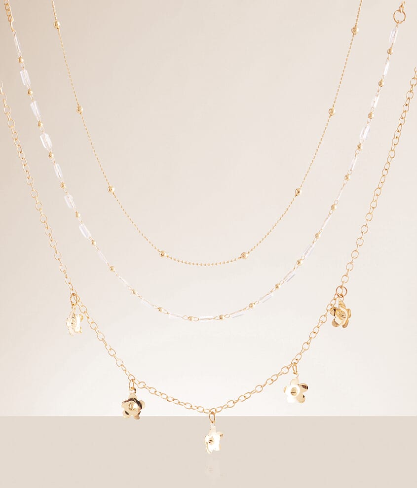 3 Pack Flower Necklace Set