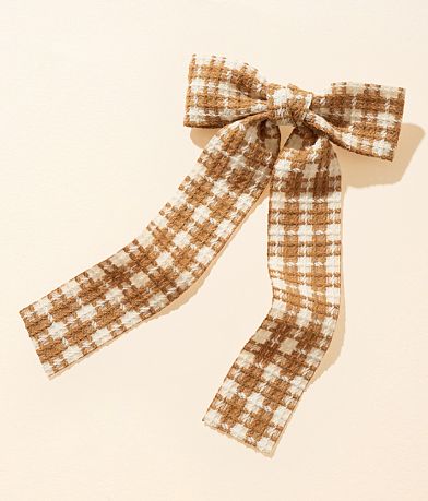 boutique by BKE Plaid Bow Barrette front view