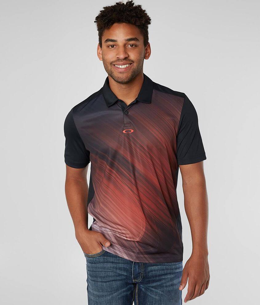 Oakley Exploded Ellipse Stretch Golf Polo - Men's Polos in Blackout ...