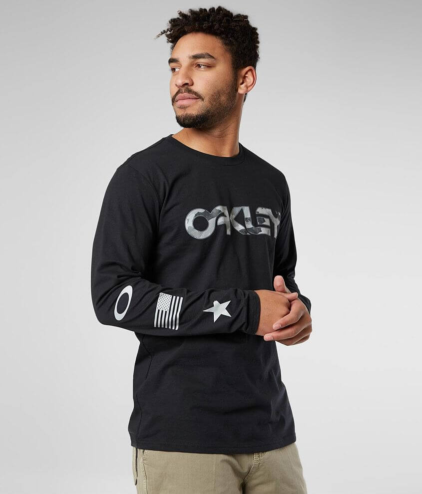 Oakley Long Sleeve Camo T-Shirt - Men's T-Shirts in Blackout | Buckle