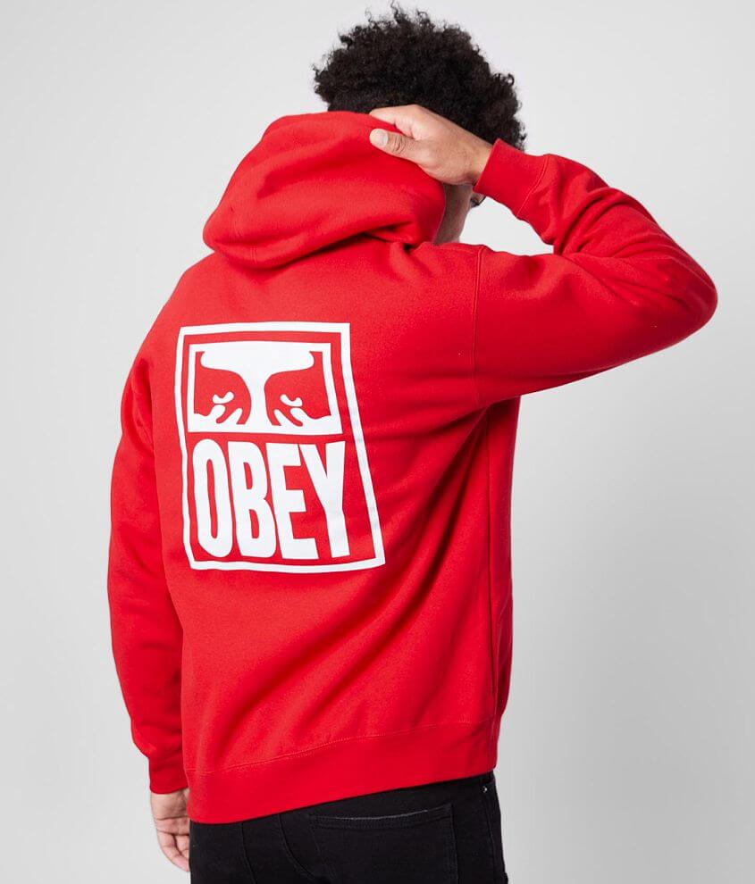 OBEY All Eyes Icon Hooded Sweatshirt Men s Sweatshirts in Red Buckle